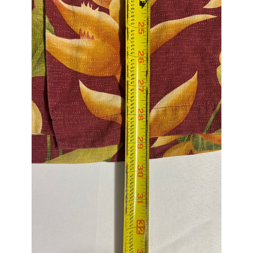 Vintage 100% SILK Mens Hawaiian Shirt Maroon Tropical Floral M Resort 90s - Picture 10 of 11
